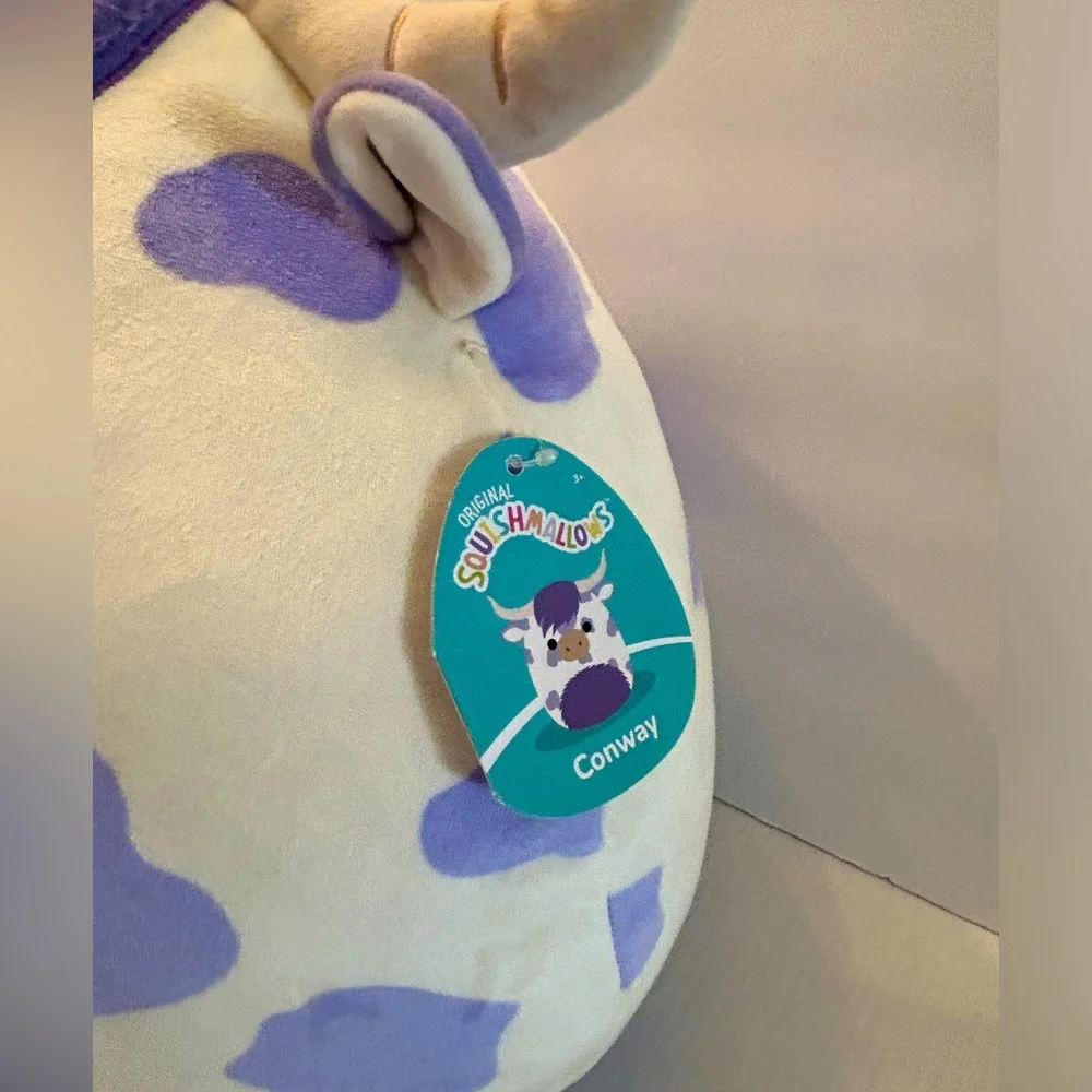Conway the Purple Spotted Highland Cow Plush Stuff  Toy Squishmallows Collection